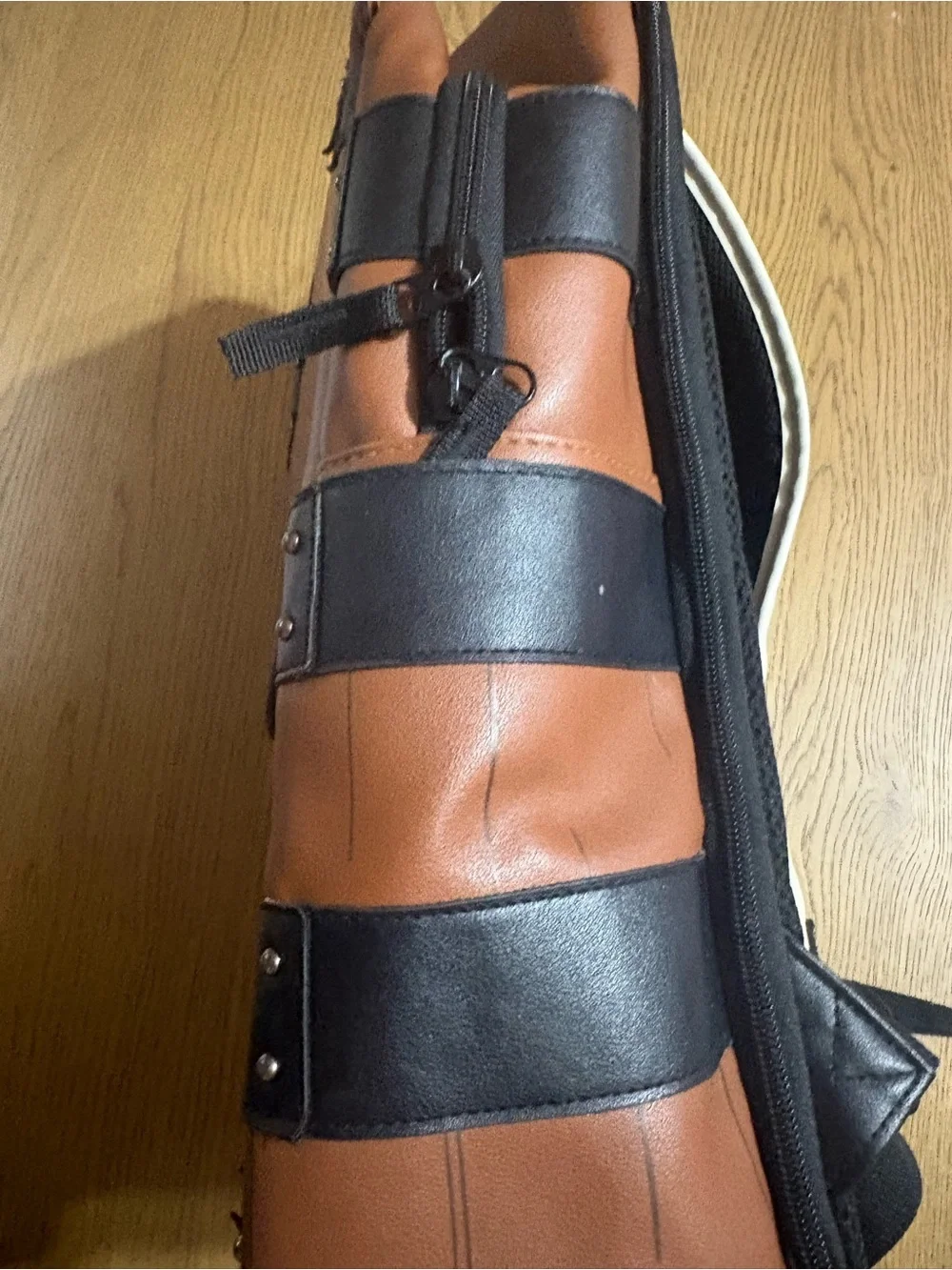Brown Faux Leather Backpack with Black Accent Corners